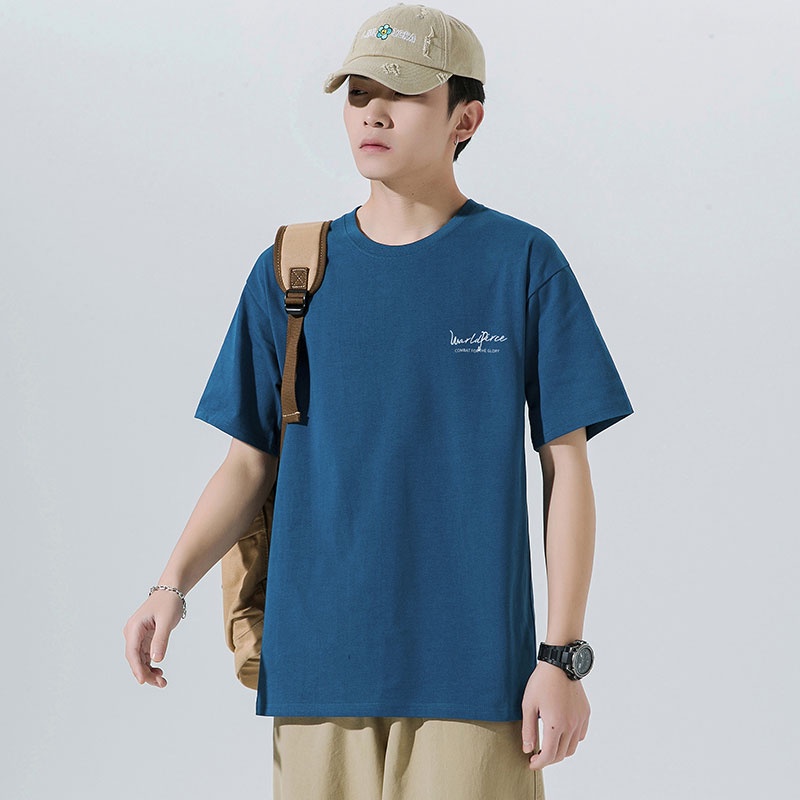 Áo Thun Tay Ngắn Cổ Tròn Chất Liệu 100% Cotton In Hoạ Tiết Đơn Giản Thời Trang Cho Nam Giới