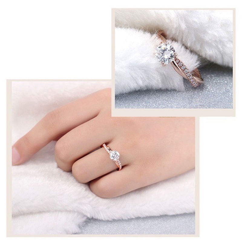 Nhẫn Đính Kim Cương Hai Màu Hình Vuông Kiểu Công Chúa Thời Trang Cho Nữ