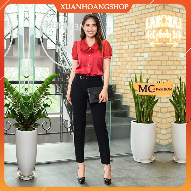 Quần Tây Nữ Công Sở Mc Fashion, Dáng Ống Côn, Lưng Cao, Cạp Đẹp, Vải Co Giãn Nhẹ, Màu Đen, Q0389, Xuân Hoàng Shop