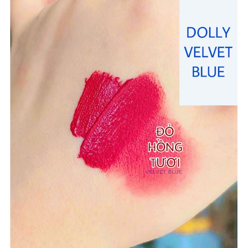 Xinh Lung Linh [Đỏ Hồng Tươi ]Son Cao Cấp Dolly Velvet Lips Blue Classic 2020 Màu Đỏ Hồng Tươi-