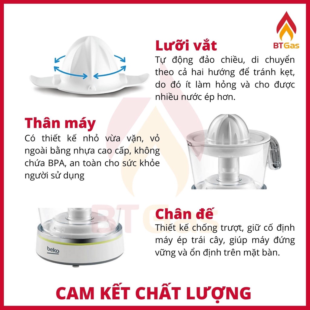 [Mã ELHA22 giảm 6% đơn 300K] Máy vắt cam tự động, máy ép cam công suất 40W Beko CJB-5103W