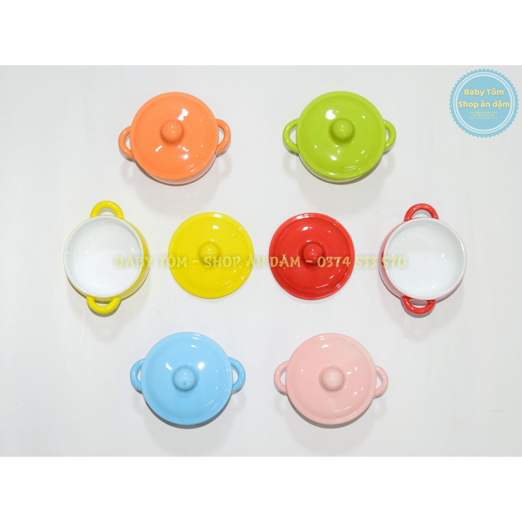 Bát ăn dặm gốm sứ có nắp,chén sứ ăn dặm có nắp NPP Baby Tôm