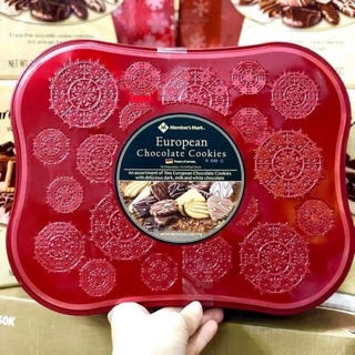 [Date 8/2020]- Bánh quy socola hộp thiếc European membermark 1,4kg của Mỹ