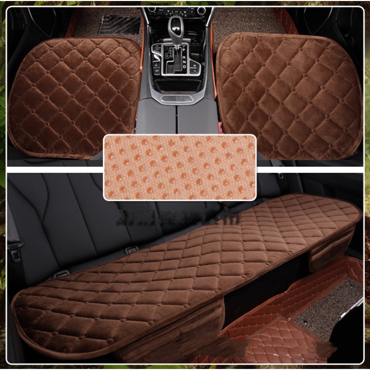 Bộ 3 miếng lót ghế da, sản phẩm trang trí nội thất ô tô cao cấp cho ô tô (Brown) - Home and Garden