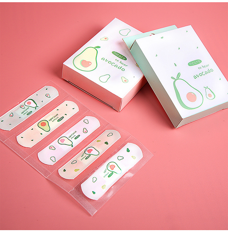 Hộp 20 băng cá nhân chống nước thoáng khí họa tiết quả bơ dễ thương cho trẻ em