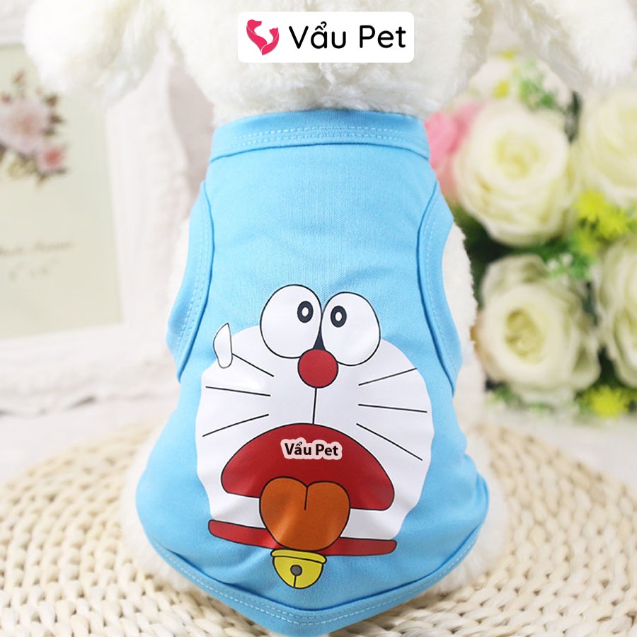 Áo Cho Chó Mèo Ba Lỗ Hoạt Hình - Quần Áo Cho Chó Poodle, Con, Lớn, Mèo, Thú Cưng Vẩu Pet Shop