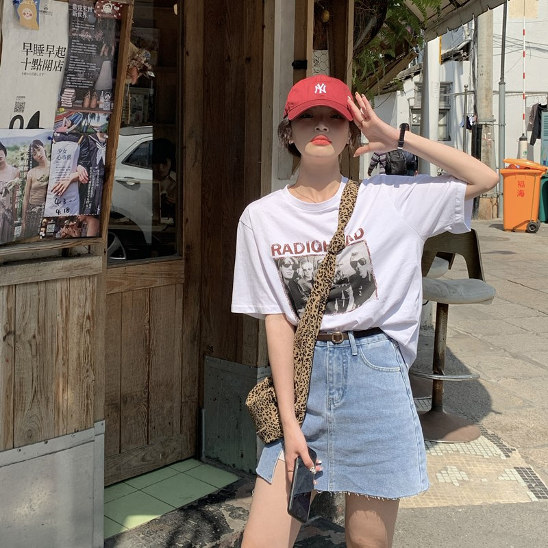 Áo thun tay ngắn cổ tròn form rộng in hình thời trang Mỹ retro | BigBuy360 - bigbuy360.vn