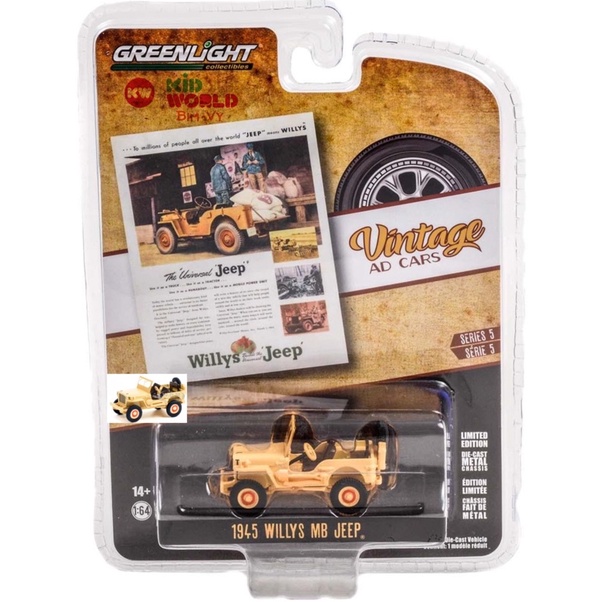 Xe mô hình GreenLight Vintage Ad Cars Series 5 1945 Willys MB Jeep 39080-A.