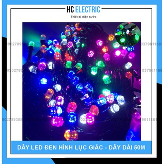 Đèn dây led đen - trắng hình lục giác-7 màu-trắng-vàng-xanh lá-xanh dương