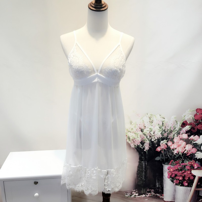 [FreeSize dưới <60 kg ] Váy ngủ sexy _đầm ngủ sexy voan thun ren cúp ngực quyến rũ AM10004 | BigBuy360 - bigbuy360.vn