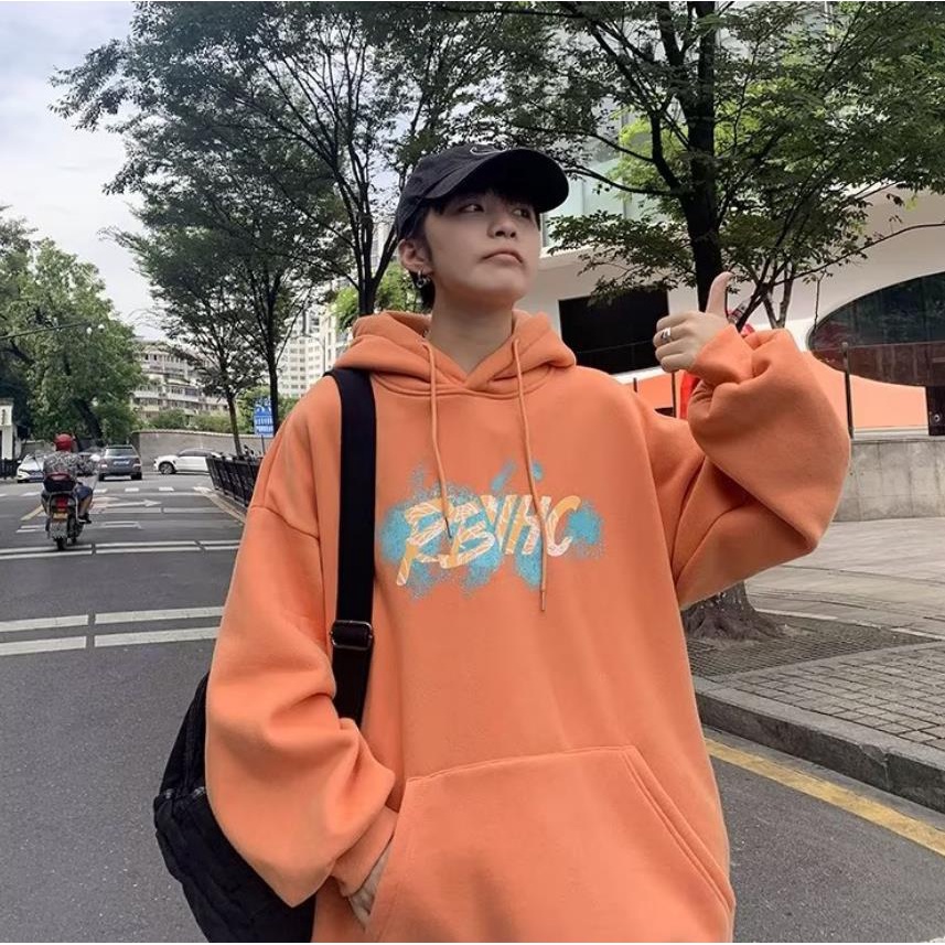 Áo Khoác Hoodie Cotton Dày Dáng Rộng In Chữ Graffiti Thời Trang Cho Nam Cỡ M-5XL