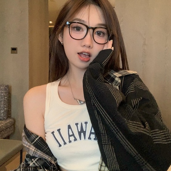 Áo Sơ Mi Nữ Tay Dài Dáng Rộng Họa Tiết Caro Phong Cách retro