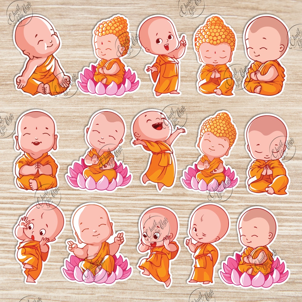 Bộ sticker 15 CHÚ TIỂU dễ thương hình dán trang trí điện thoại laptop nón bảo hiểm chất liệu chống thấm nước