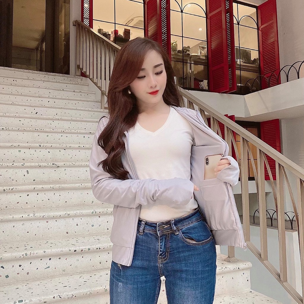 Áo Chống Nắng Ngắn Nữ 2 Lớp Cao Cấp Thông Hơi ❤️ Áo Khoác Chống Nắng Nữ Chống Tia UV 98%