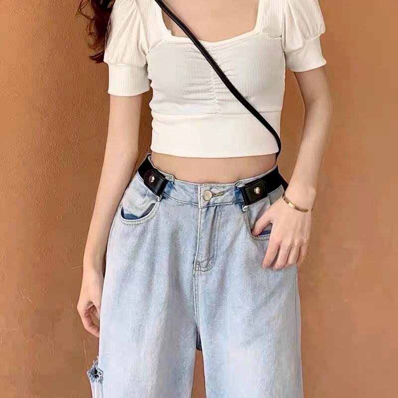 Thắt Lưng Da Pu Không Đường May Điều Chỉnh Được Thiết Kế Đơn Giản