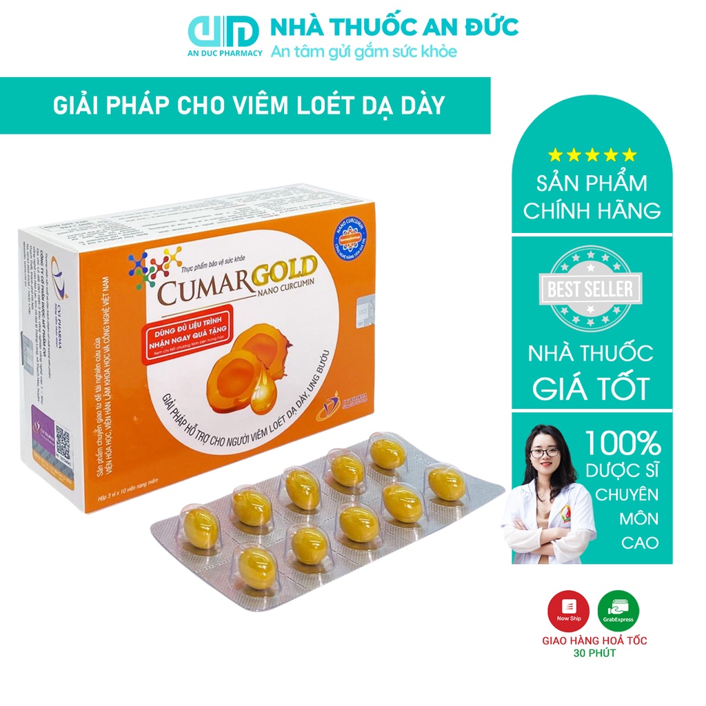 CumarGold New giảm trào ngược dạ dày, bảo vệ niêm mạc dạ dày, giảm đau dạ dày - Nhà thuốc An Đức