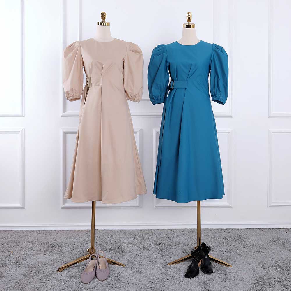 Váy đầm nữ dây khuy eo 1 bên, cổ tròn, hàng thiết kế cao cấp TK Fashion - DK B46