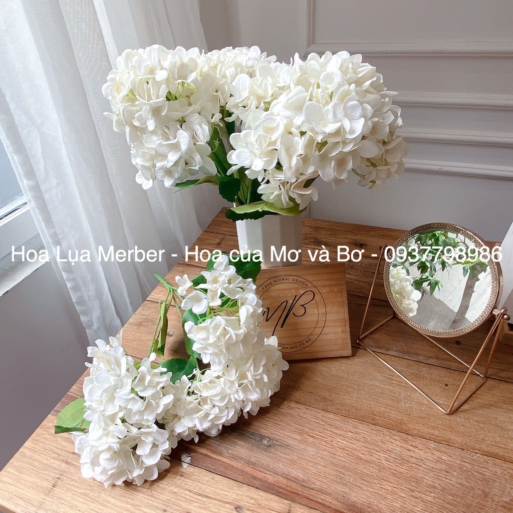 Cụm Cẩm Tú Cầu 5 Bông  Cao Cấp  55cm Merber  - Hoa Decor, Chụp Ảnh, Trang Trí Nhà Cửa