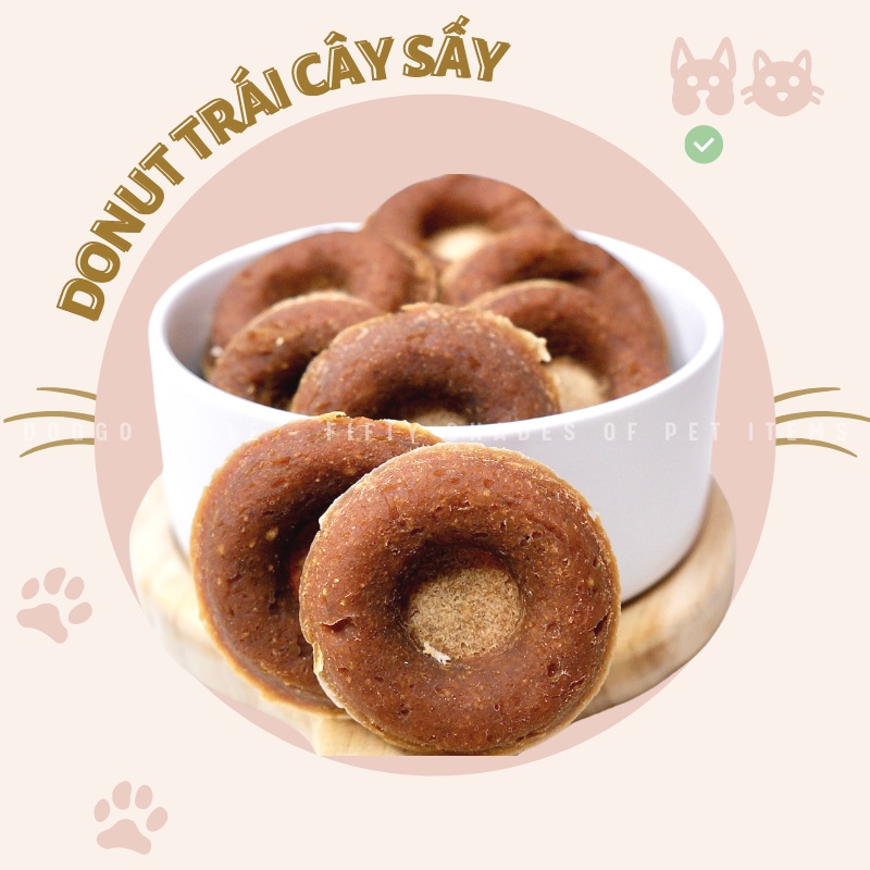 Treat Bánh Thưởng Cho Chó Donut Trái Cây Sấy Khô DOGGOSTYLE Homemade Cung Cấp Chất Xơ Cải Thiện Tiêu Hóa