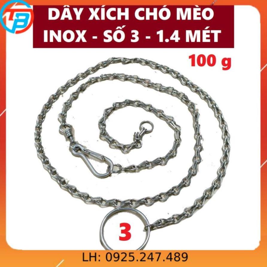 Dây xích cho mèo INOX - Số 3 - Dài 1.4 mét CÁP THÉP Thái Bình VinàN