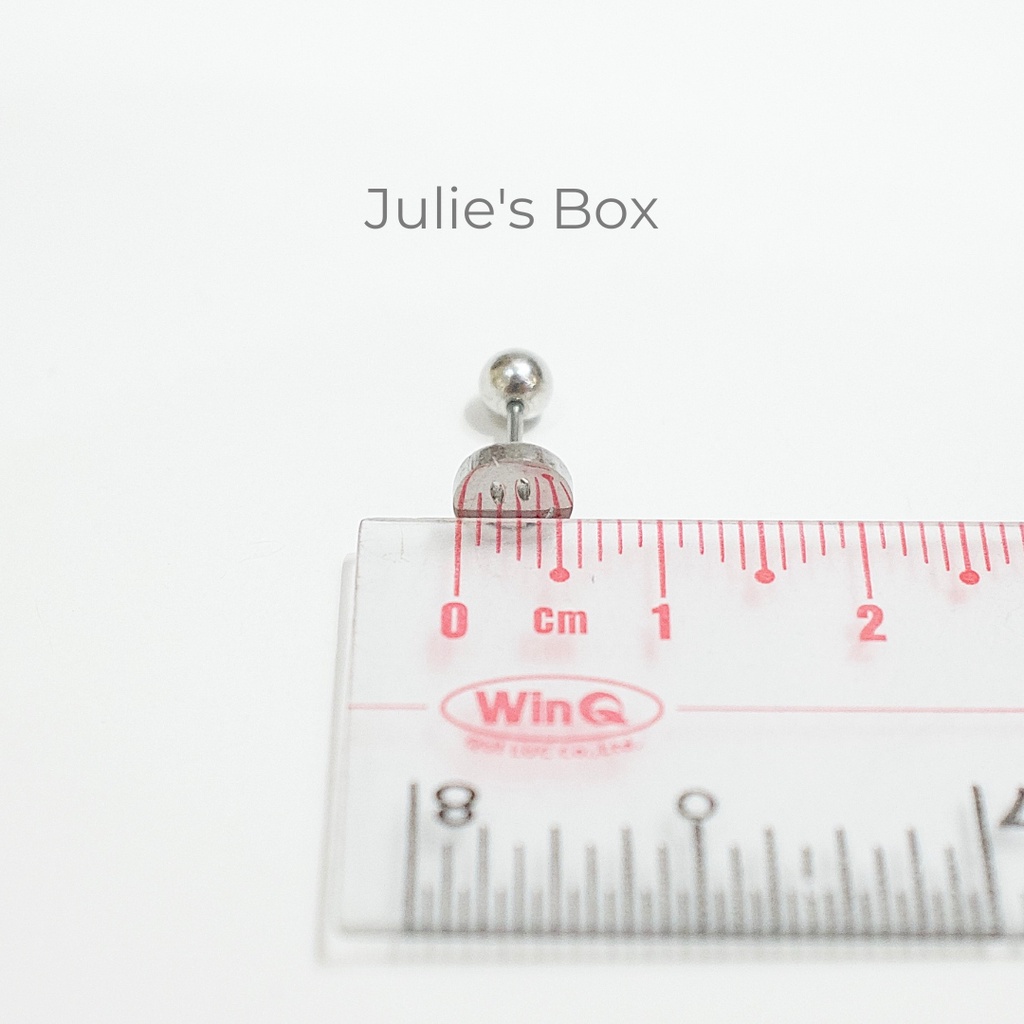 Khuyên Tai Unisex Hình Mặt Cười Màu Bạc Titan Không Gỉ Sét Không Ngứa Không Đen julies box 66