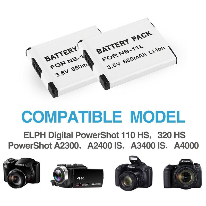 Pin NB-11L, Cho Máy Ảnh Canon Li-ion 3.6V 680mAh 2.4Wh