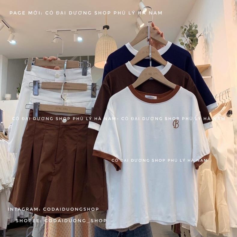 [XẢ KHO] Set kiểu Hàn Quốc Áo Phông Kèm Quần Kaki, Bộ Short Kèm Thun Phối Viền Cổ Hot