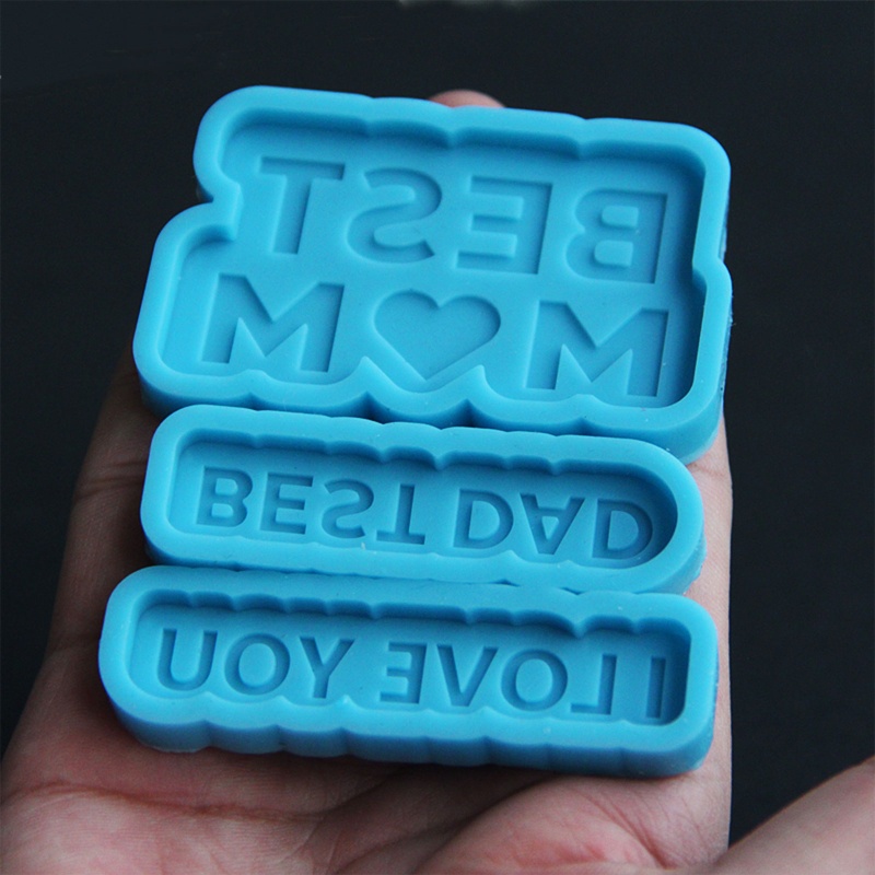 Khuôn Silicone Làm Móc Khóa Resin Hình Chữ BEST Dad MoM DIY