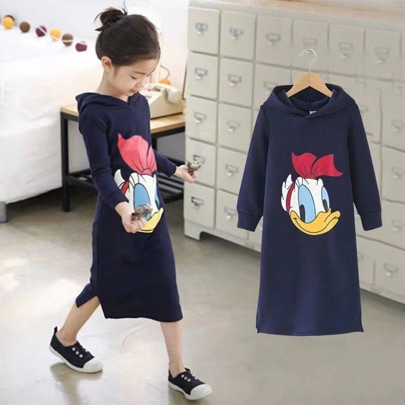 Đầm Bé Gái Áo Hoodie Dáng Dài Phong Cách Hàn Quốc Cho Bé Gái Và Tuổi Teen Quần Áo Trẻ Em