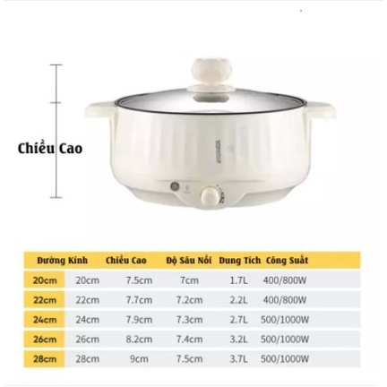 Nồi Lẩu Mini Đa Năng Tích Hợp (Lẩu, hấp, chiên, rán, xào, luộc, hầm, om) Chống Dính Tặng Kèm 7 Món Dụng Cụ Bếp Tiện Lợi