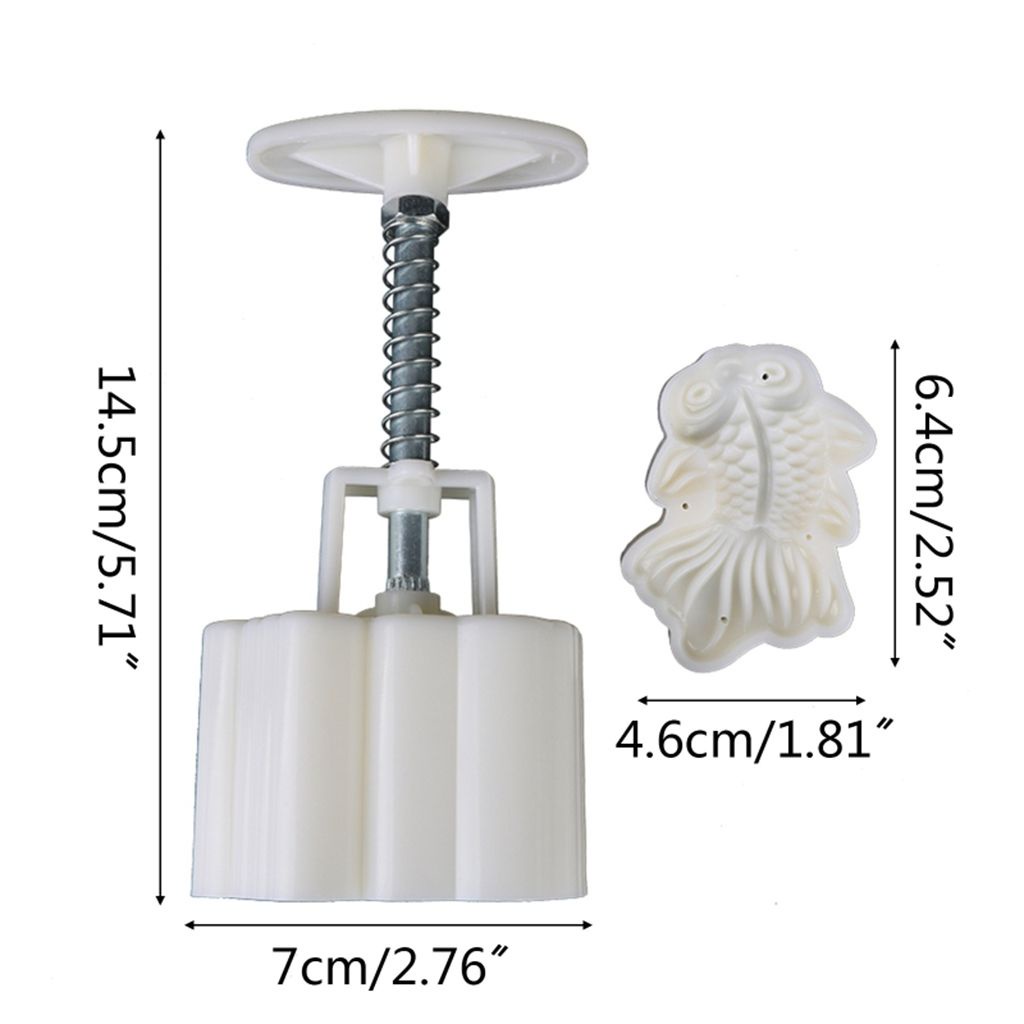 Bộ khuôn nhấn cắt bánh trung thu bánh quy DIY thủ công 3D thiết kế hình con cá sáng tạo đáng yêu trang trí lễ trung thu