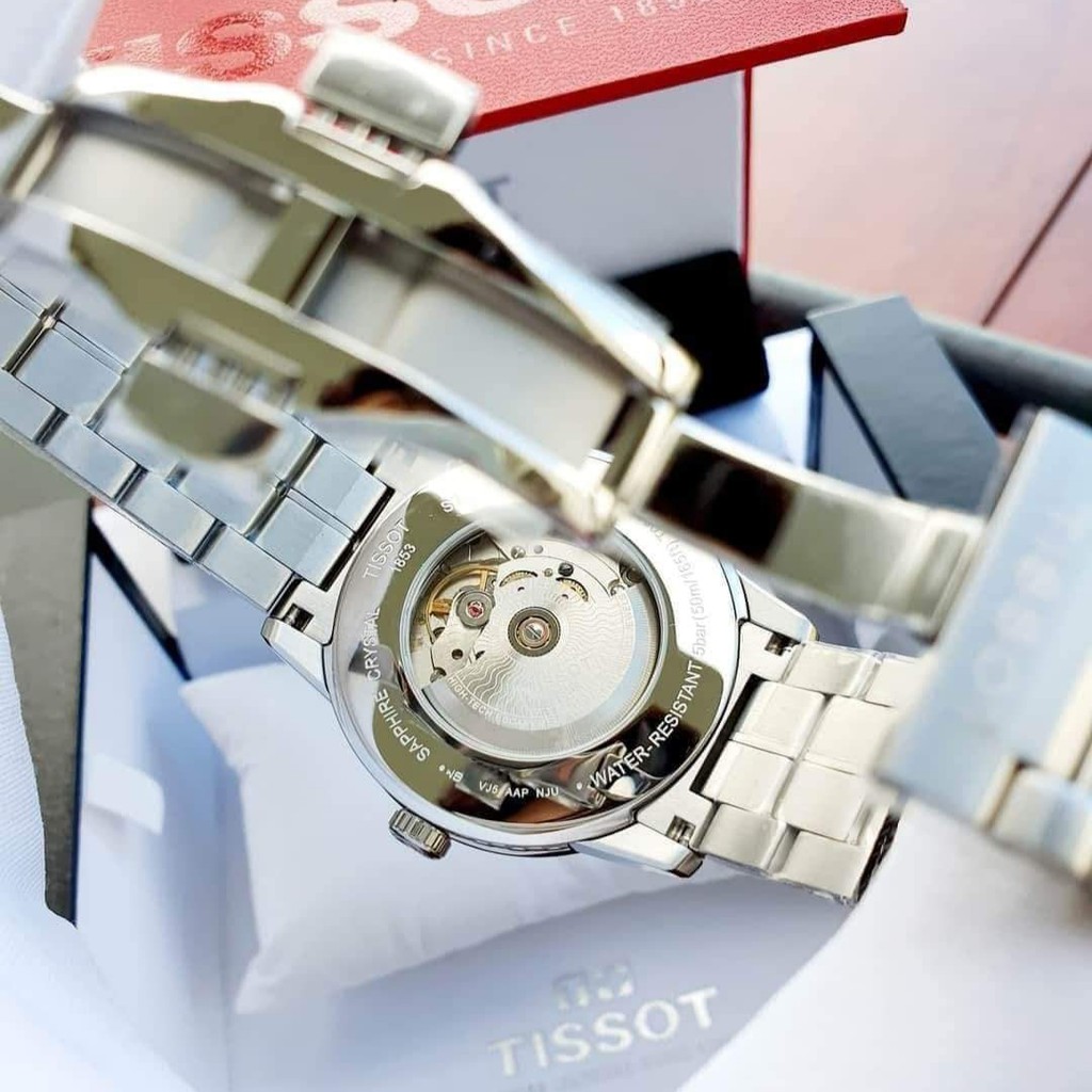 Đồng hồ Nam chính hãng Tissot 1853 Powermatic T086.407.11.201.02 Size 41,Mặt đen,Lịch-Máy cơ-Dây kim loại cao cấp