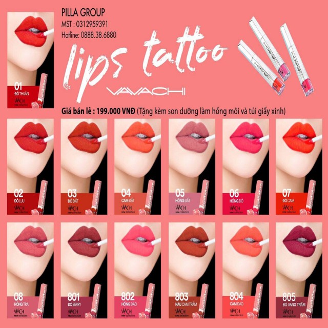 [MUA 1 TẶNG 1] son môi lì VAVACHI LIPSTICK hàng Chính Hãng Mỹ Phẩm Pilla