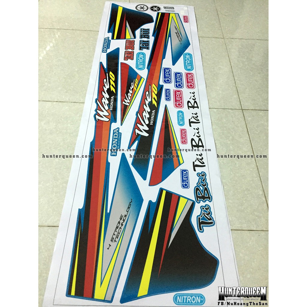 Tem rời xe WAVE đời đầu, wave nhỏ. Mẫu tem dán xe xanh ngọc. Chống nước, bền màu, sắc nét. Thay đổi theo yêu cầu