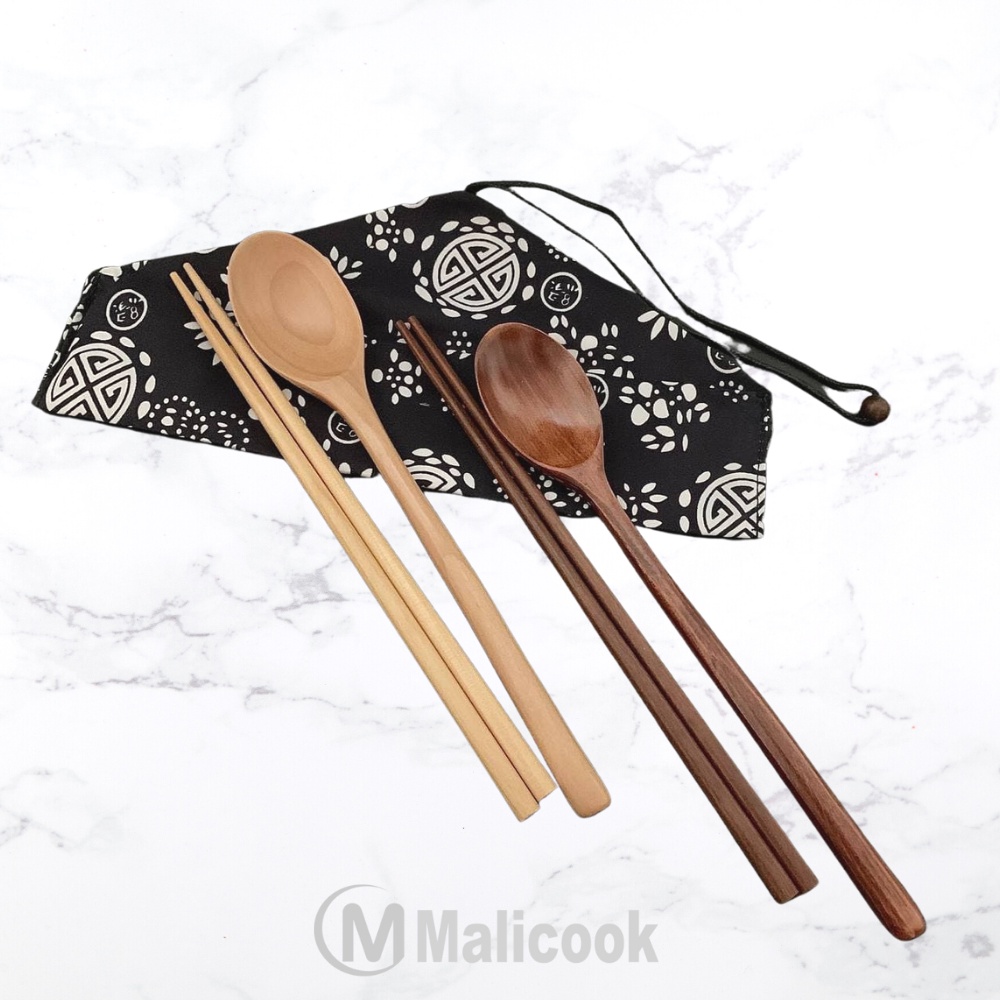 Set thìa đũa gỗ văn phòng  MALICOOK