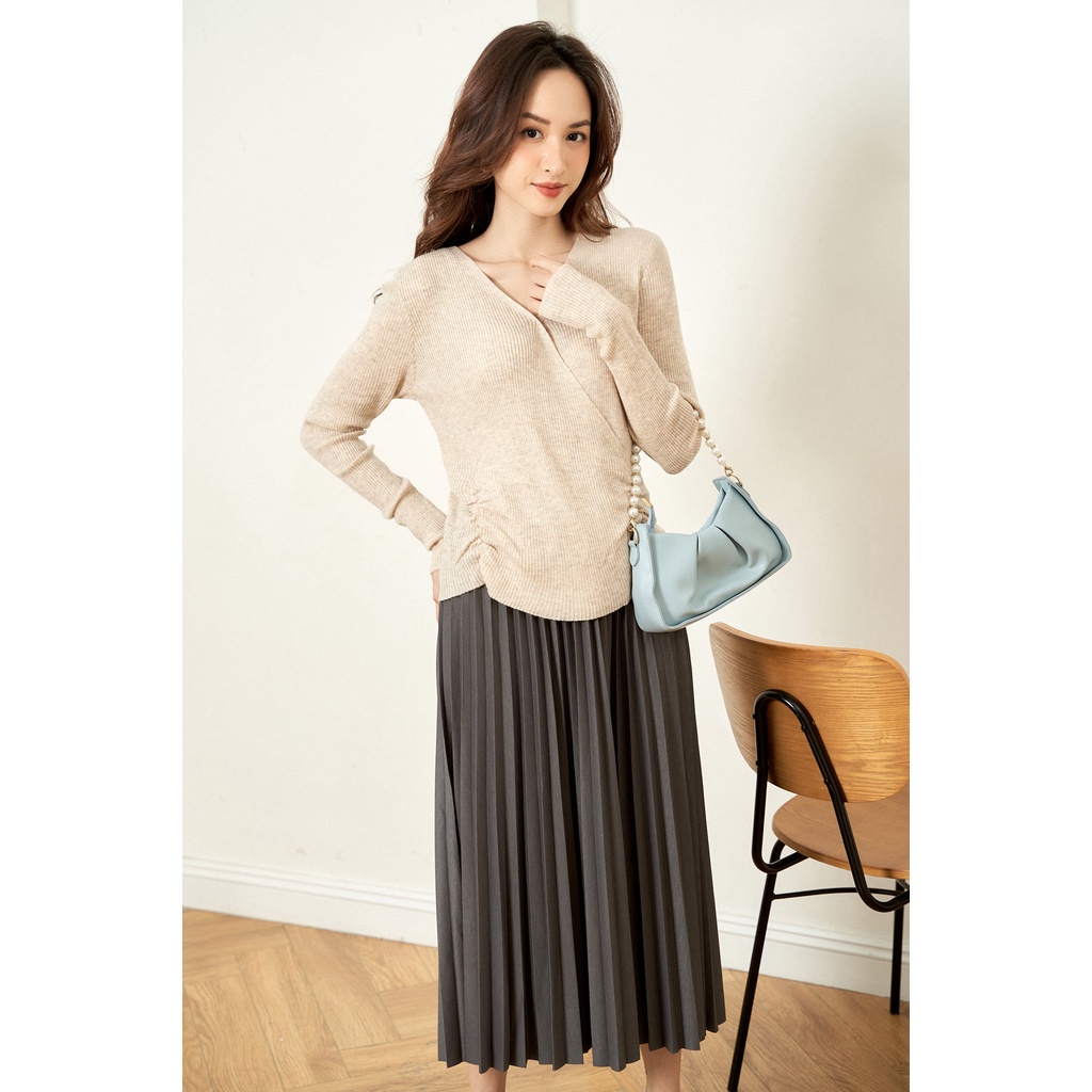 Chân váy midi xếp ly cạp liền TIIN STORE G21060 | BigBuy360 - bigbuy360.vn