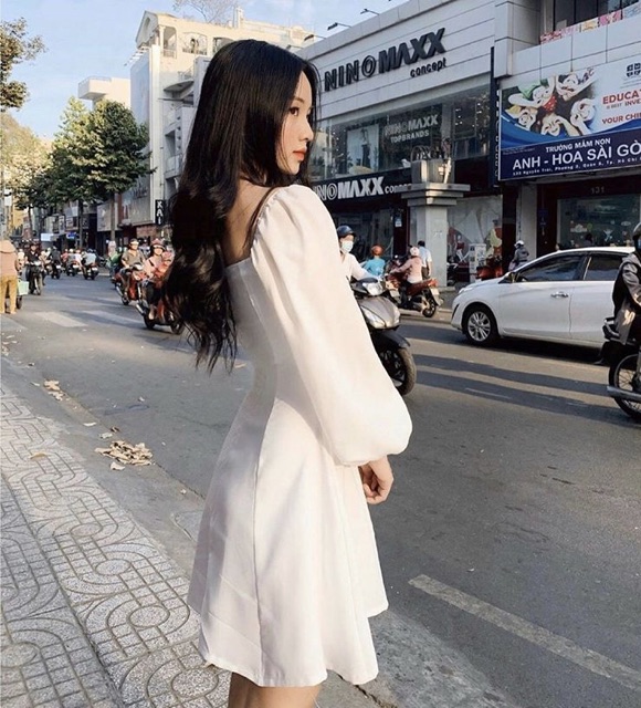 Váy babydoll cổ vuông BlaPink thiết kế tay dài cổ vuông vải dày dặn form chuẩn Đủ Màu (Có ảnh THẬT) | BigBuy360 - bigbuy360.vn