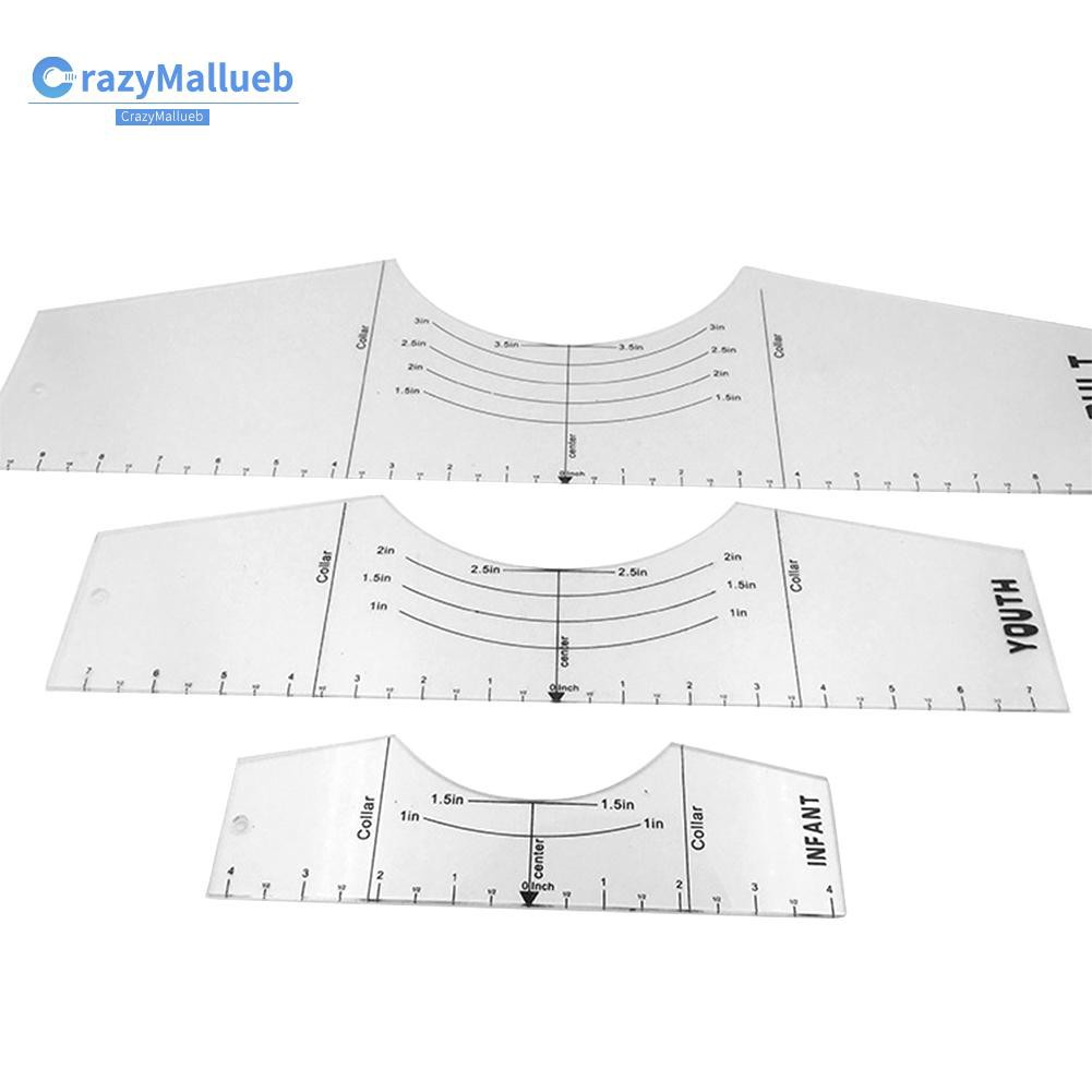 Crazymallueb❤3pcs Acrylic T-shirt Ruler Guide Chart Tailor Designs On T-Shirt Alignment Tool❤New