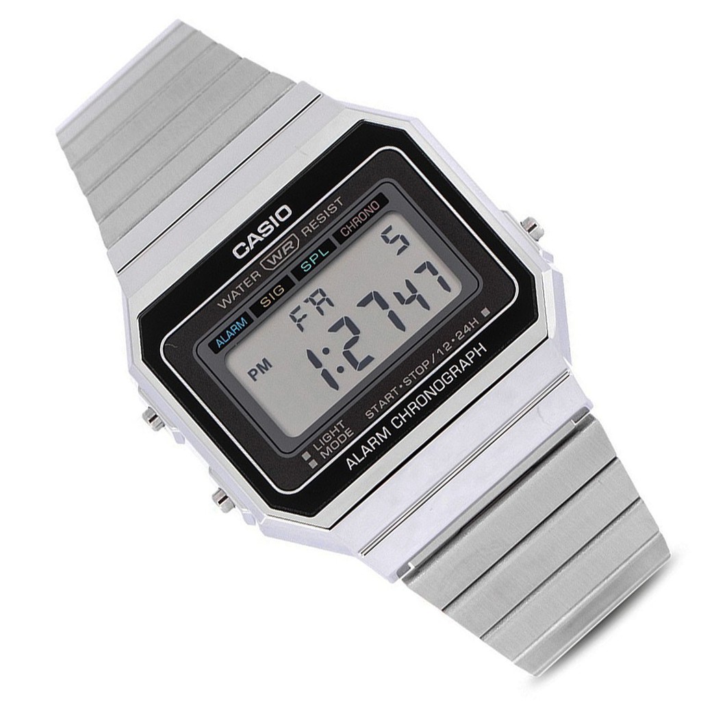 Đồng Hồ Nam Casio A700W-1A Điện Tử Cổ Điển - Dây Kim Loại - Mặt Vuông Cá Tính