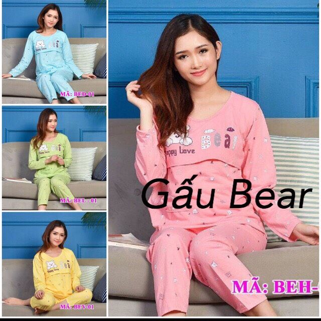 Bộ đồ bầu và sau sinh rẻ, chất cotton mặc nhà cho con bú, quần dài áo dài