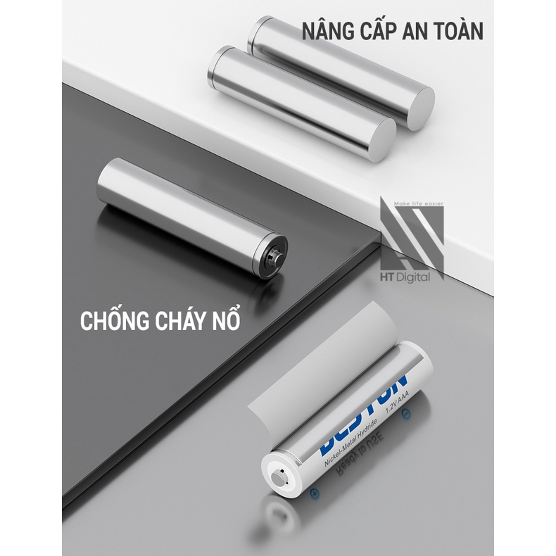 Pin sạc AAA Beston dung lượng lớn 1300mah (4 Viên AAA) cho remote tivi, đồ chơi trẻ em, đồng hồ