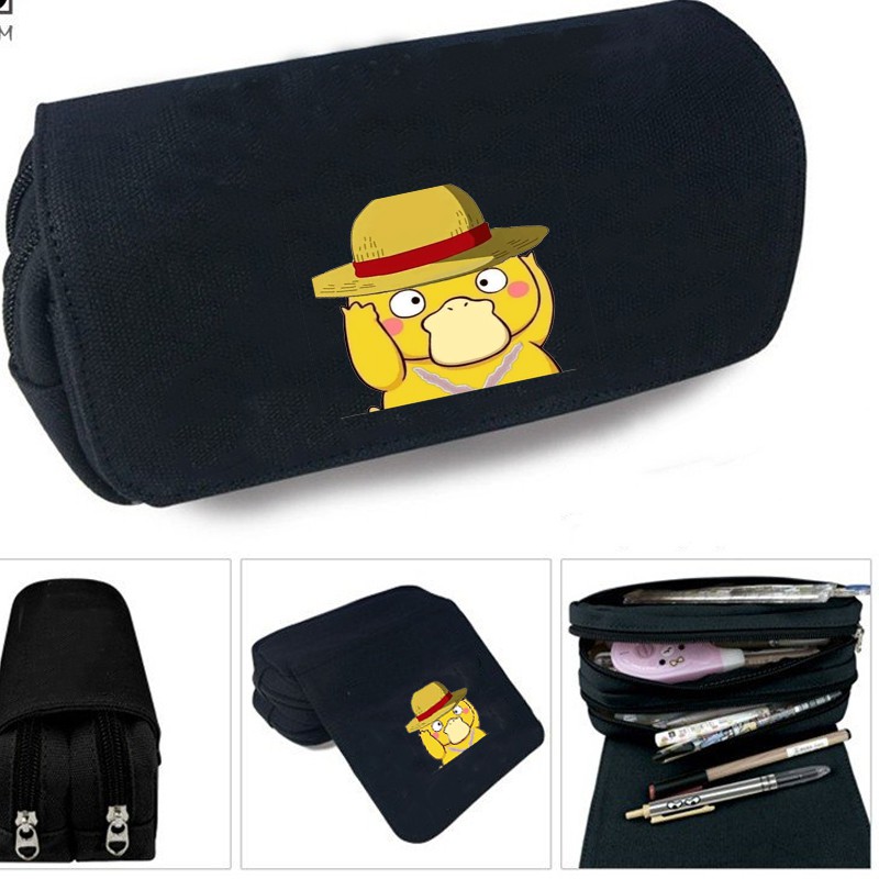 Hộp bút vải canvas khóa trắng PSYDUCK ver ONE PIECE Konduck anime chibi đi học tiện lợi