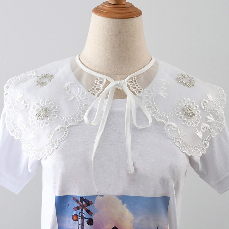 Khăn Choàng Cổ Mỏng Nhẹ Thêu Họa Tiết Hoa Đính Hạt Cườm Có Thể Tháo Rời Đa Năng Thời Trang Cho Nữ