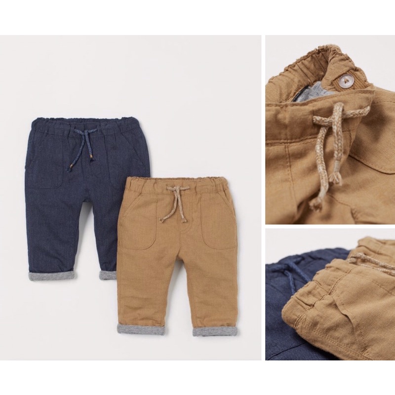 Set gồm 2 quần dài màu trơn săn sale UK cho bé trai sz 12-18m