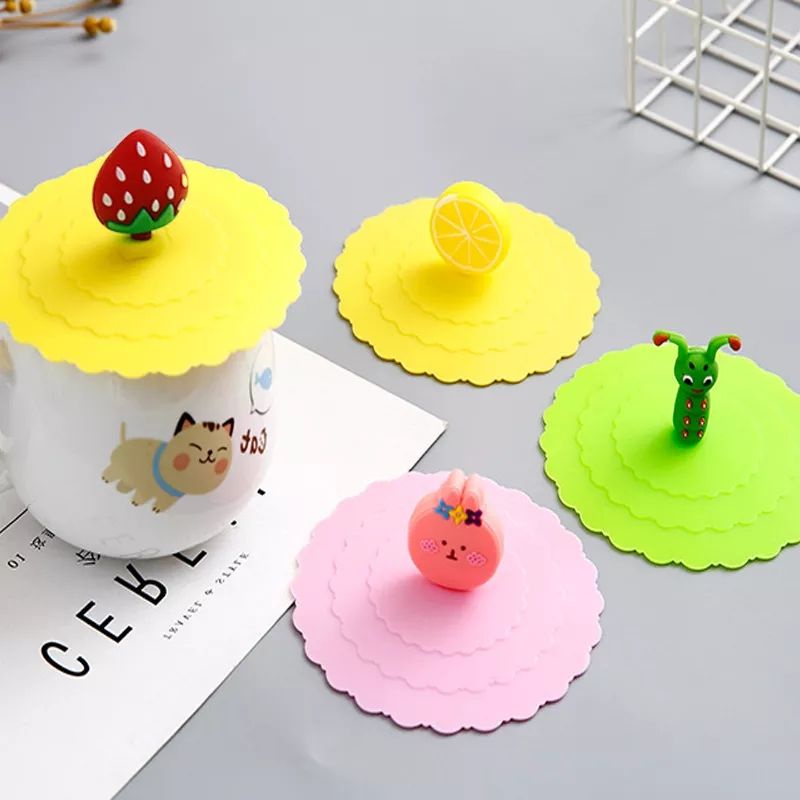 Nắp Đậy Ly Cốc Silicon Chống Bụi Hình Hoạt Hình Dễ Thương Tiện Dụng