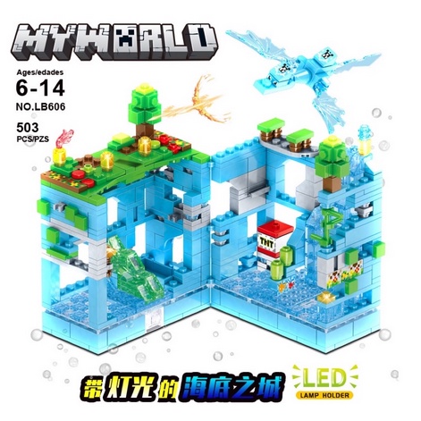 Xếp Hình Lego Minecraft LB606 - Thành Phố Băng Rồng Ender Có Đèn Led 503 Mảnh Ghép