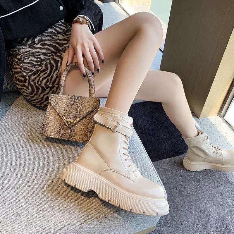 Giày bốt cổ cao đai siêu chất hot trend hack dáng dễ phối đồ ulzzang Hàn Quốc có ảnh thật