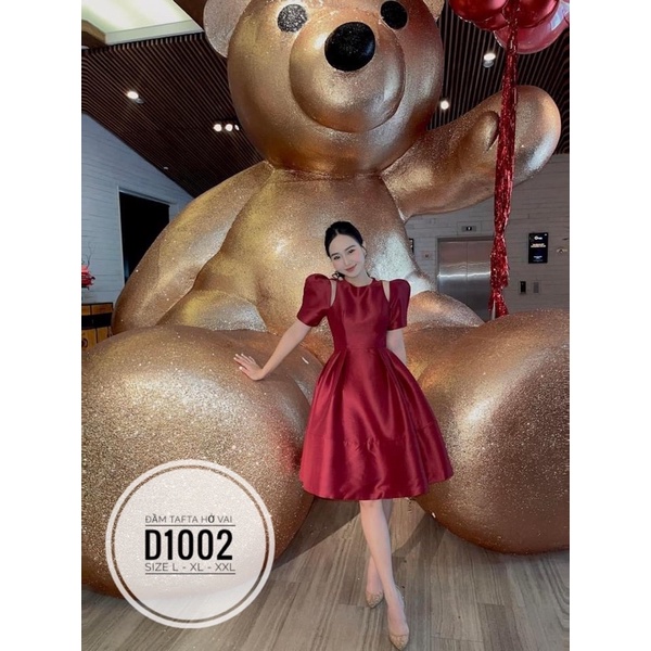 Bigsize Đầm tafta hở vai D1002