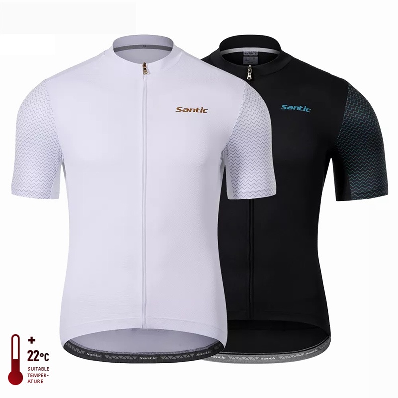 Santic Áo Thi Đấu Đạp Xe Cho Nam Áo Thi Đấu Đạp Xe Tay Ngắn Quần Áo Khóa Kéo Toàn Bộ Áo Đạp Xe Áo Thun Xe Đạp Leo Núi Thoải Mái Cỡ Châu Á Cho Nam KM1C02221