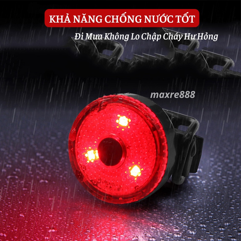 Đèn Led Xe Đạp Thể Thao Gắn Trước Sau, Đen Báo Hiệu Nhiều Chế Độ Sáng Chống Nước Sạc USB